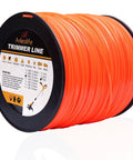 Heavy Duty Square Trimmer Line Spool.095 Inch By 1280 Ft With Built In Cutter Orange 5 Pound Pack visible on white background