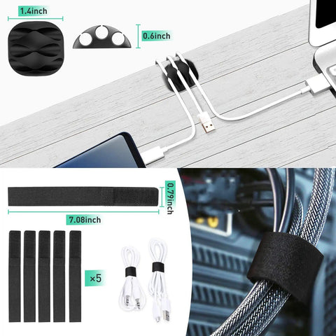 Updated Open Slot Cable Raceway Kit with 77-inch wire covers, cable organizer clips, and straps for under desk cable management