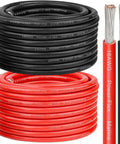 16 Gauge Marine Wire Set 100 Ft Tinned Copper Electrical Wire Red And Black For Boat Auto Solar Car Audio Trailer Camper Wiring Saltwater Ready 105C Durable shown in red and black coils with tinned copper strands