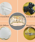 Glow Up Your Space With A Luxe Crystal Flush Mount Ceiling Light showing parts: clear crystal rods, E26 bulb base, acrylic diffuser