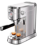 20 Bar Dual Mode Espresso Machine With Portafilter For Nespresso Original Capsules Or Ground Coffee, compact stainless design