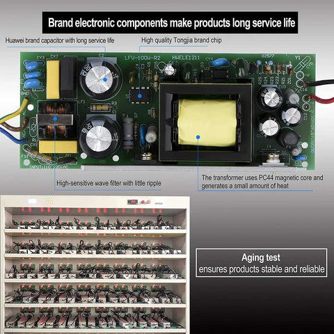Beefy 120W 12V DC LED Power Supply With IP67 Waterproof Rating electronic components and aging test insights