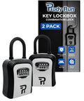 Outdoor Key Lock Box With Four Digit Code For Outside Use Heavy Duty Weatherproof Metal Safe For Keys Large Six Point Seven Inch Lockbox Dual Pack Portable Outdoor Key Storage For Home And Realtor Pros shown with packaging