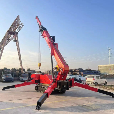 Pro Grade Mini Crawler Crane With Three Ton Hydraulic Lift System And Portable Folding Electric Hoist Plus Fly Jib outdoors, ready for heavy lifting.