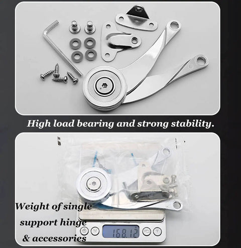 Heavy Duty Lid Support Hinges With Soft Close For Cabinets And Toy Chests, Stainless Steel Zinc Alloy, 2 Pack