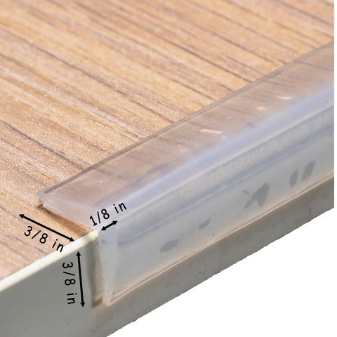 Clear Silicone Corner Guards For Baby Proofing Home Furniture, 3 Feet flexible peel and stick edge protector on a sharp corner.