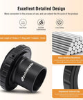 Black anodized aluminum 1.25 Inch T-Adapter and T Ring for Pentax K SLR DSLR, Universal Telescope Photo Attachment for precision.