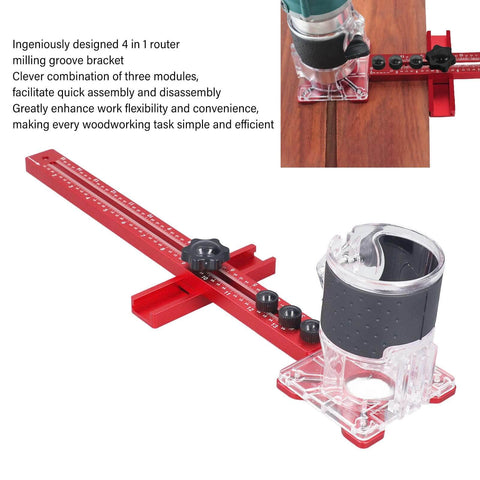 4 In 1 Router Jig With Adjustable Milling Groove Bracket For Woodworking, Pro Grade Router Tool And Guides, displayed on table