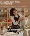 Woman using Air Dry Clay Kit For Adults With Complete Tool Set For Home Pottery Craft, ideal for beginners to pros