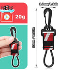 Two Pack Scuba Octopus Holder For Regulators With Elastic Loop And 360 Swivel Clip shown with dimensions and weight
