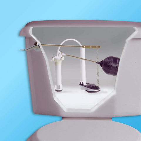 Complete Toilet Repair Kit With Fill Valve Flapper Rod And Float Replacement For Leaky Toilets inside toilet tank view
