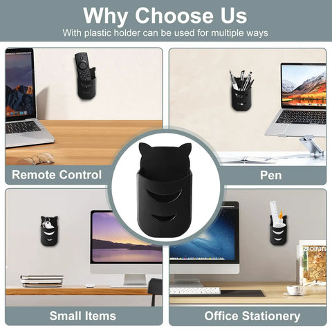 Straight Up Sturdy Wall And Underdesk Mount For Micro PC With Vesa Compatible Mini PC Bracket Including A Nifty Pen Holder and cable management, plastic organizer holder for pens and remote.