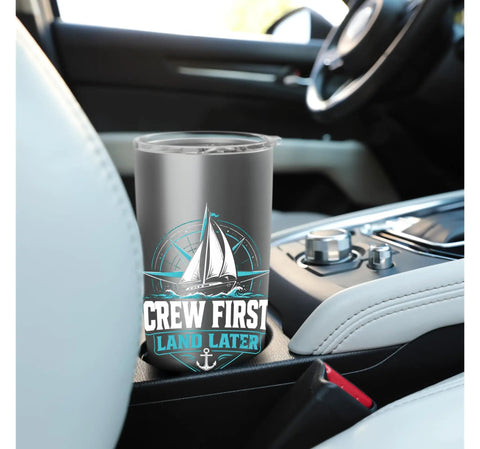Sailboat Coastal Stainless Steel Insulated Tumbler For Crew And Sailing Folks Keeps Drinks Hot Or Cold With Double Wall Vacuum Perfect For Regattas Club Events Cruises And Weekend Sails in a car cup holder