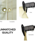 Comparison of 6 Foot By 8 Foot Fiberglass Welding Blanket With Brass Grommets and competitor, highlighting unmatched quality with thickness measurement.