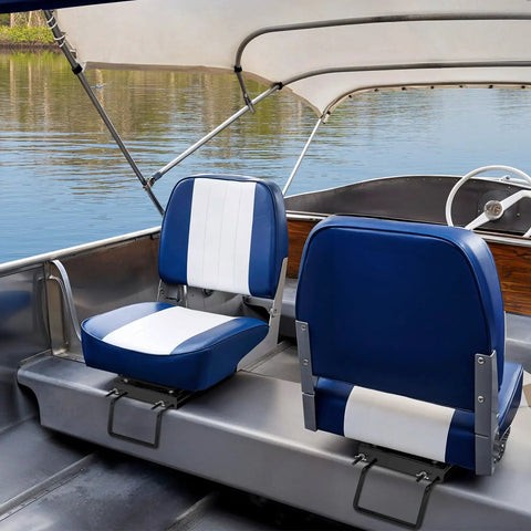 Heavy Duty Adjustable Clamp Boat Seat Mount With 360 Degree Swivel Rotation Fits Marine Bench Seats Nine To Nineteen Inches on a boat.