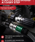 Pressure Washer Quick Connect Kit Universal M22 14mm To 3/8 Inch Fittings connected to a hose, close-up view
