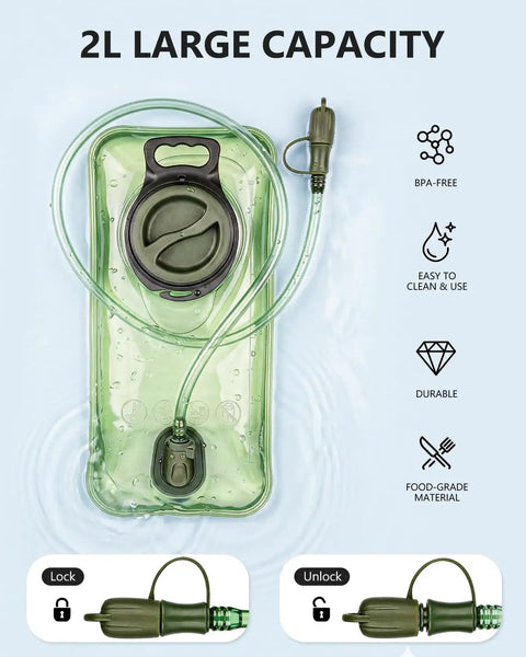 2L water bladder for Lightweight Running Vest With 2L Water Bladder, BPA-free, easy to clean, lock system visible, food-grade material