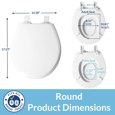 Diagram showing dimensions of NextStep2 Toilet Seat With Built In Potty Training Seat Slow Close Removable That Never Loosens