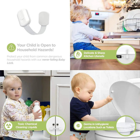 8 Pack No Drill Baby Proofing Cabinet Locks With 3M Adhesive Adjustable Child Safety Latches for cabinets and toilets