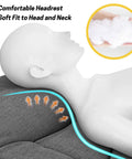 Comfy Built In Cushion Camping Cot with Pillow for Adults, showing ergonomic headrest and plush filling for neck support.