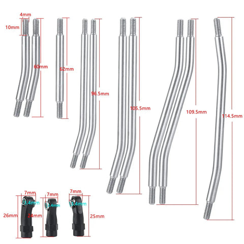 10Pcs Stainless Steel Rod Linkage Set For 1 10 TRX4 RC Crawler Wheelbase 313mm And 7mm Steering Rod Upgrade Parts displayed