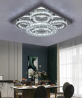 Dope Crystal LED Chandelier Lighting With Three Color Dimmable Ceiling Mount Fixture Featuring K9 Crystals in dining room