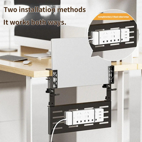 Chill Out The Cord Mess With This Heavy Duty Under Desk Cable Organizer, showing clamp mount design and cable slots.