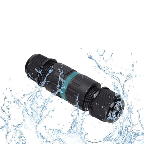 Outdoor waterproof M25 4-pin cable connector for 10–14mm wires; black plastic body with seal