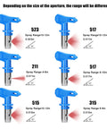 Reversible Airless Sprayer Tips Set 6 Nozzle Types 211 315 417 515 517 523 With 2 Seats For Most Airless Paint Guns diagram