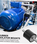 4 Pack Rubber Vibration Isolator Mounts With M6 x 19mm Studs 25x25mm Pads For Fitness Equipment And Home Appliances, Quiet Shock Absorbers That Cut Vibration And Noise, Heavy Duty Vibration Isolation Like A Boss. Rubber isolator mount on industrial motor
