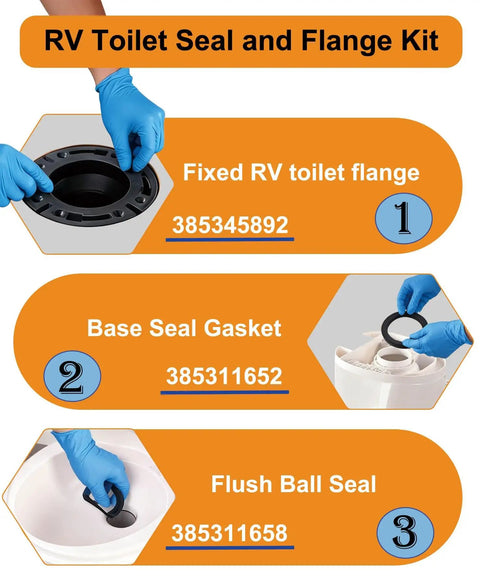 RV Toilet Seal And 3 Inch Socket Floor Flange Kit For 300 310 320 Toilet Replacement Parts With Flange And Seals 385345892