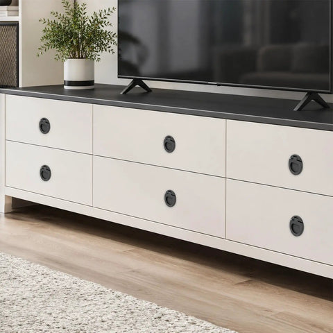 TV stand with Black Round Recessed Ring Pull Handles 43.5mm Flush Door Pulls For Cabinets And Drawers Zinc Alloy Lifting Ring Handles