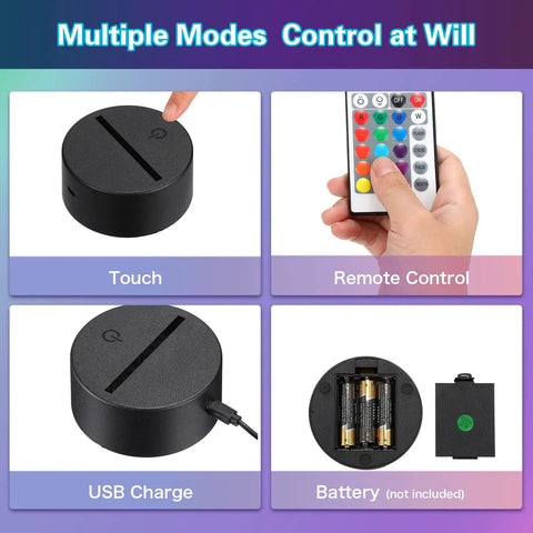 Dope 12 Pack LED Light Base Kit With Clear Acrylic Sheets showing touch control, remote control, USB charging, and battery slots.