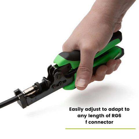 F Connector Compression Tool For RG6 And RG59 Coax, Adjustable For Series 6 And Quad Shield F Connectors, Comfortable TPE Grips