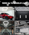 Hexagon LED Garage Lights 5 Pack 6500K Ultra Bright Ceiling Lighting in workshops and garages with honeycomb design