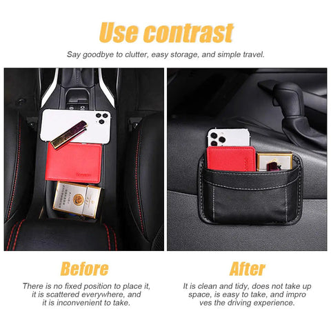 PU Leather Car Seat Gap Organizer Pocket Mini Storage Bag For Auto Door Console And Window Pen And Phone Holder in car use
