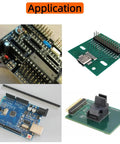 Electronic components showcasing the 138 Piece 2.54mm Pin Header Kit With Male And Female Connectors, parts in prototyping setup.