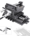 4 Inch Cross Slide Drill Press Vise XY Two Way Milling Vice Heavy Duty Cast Steel Mount, detailed view of clamping mechanism.