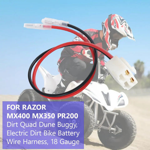 4 Pin 2 Wire Battery Wiring Harness for Dirt Quad Dune Buggy MX350 MX400 Electric Dirt Bike on off-road terrain