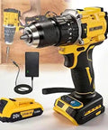 Badass 20V Max Cordless Drill With Brushless Motor Built Tough High Torque Power Tool For Household Repairs Furniture Assembly And Woodworking. Close-up view with battery and charger.