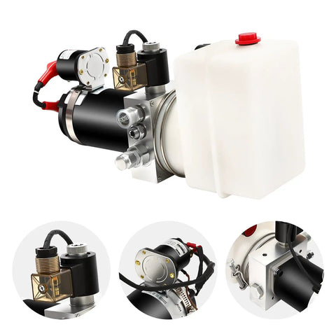 12V Dump Trailer Hydraulic Power Unit With 1.6 Quart Reservoir, Single Acting Pump, and Portable Copper Motor