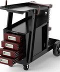 Welding Cart With Four Drawers For MIG Welder, TIG Welder And Plasma Cutter, Heavy Duty Steel Rolling Workhorse With 360° Swivel Wheels