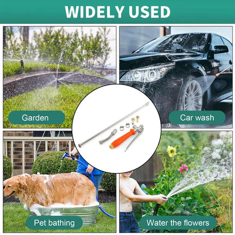 Heavy Duty 29 Inch Metal Replacement Sprayer Wand With Adjustable Nozzle in use for garden, car wash, pet bathing, flower watering