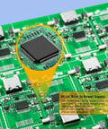 Close-up of circuit board for Power Meter For USB C With Color IPS Screen And Digital Multimeter; showing voltage analysis chip.