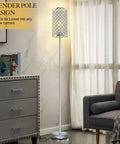 Crystal Floor Lamp With K9 Crystals Tall Silver Modern Standing Light Luxe Accent Lamp For Living Room Or Bedroom And Office Easy On Off Foot Switch Sturdy Base Chic Bright Glow slim profile near sofa and dresser