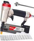 TopShelf Pneumatic Pin Nailer Combo Pack Delivers Ten Thousand Premium One Inch 23 Gauge Micro Nail Bursts Ideal For Seamless Trim Work And Weekend Shop Rat Hustle Projects, showing nail gun with fasteners and tool.