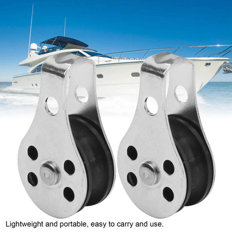 Two Pack 25mm Bearing Pulleys Wheel Set for Steel Wire Rope Lifting and Towing, Marine Hardware for Sailors, Stainless Steel Construction
