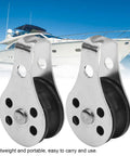 Two Pack Nylon Marine Pulleys 25mm Stainless Steel Bearing Block Rope Runner Wheel For Boats Yachts Ships Waterproof Rustproof