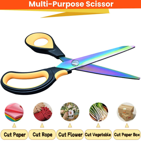 9.5 Inch Heavy Duty Titanium Coated Forged Stainless Steel Scissors For Fabric Leather Dressmaking Tailoring Home Office School Ultra Sharp All Purpose Shears That Slice Through 16 Plus Layer Fabrics Like Butter, multi-purpose scissors