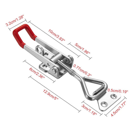 Heavy Duty Adjustable Toggle Latch Clamp With Lock Hole 300Kg 660Lbs Holding Capacity 7.5 Inch Silver 2 Pack For Secure Latching And Quick Tie Downs